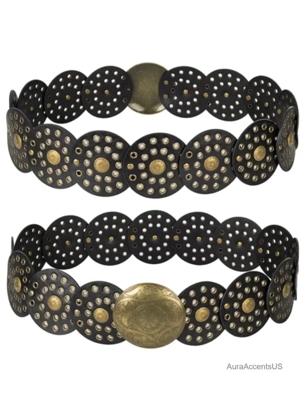 Wide PU Leather Western Belt Concho Disc for Women